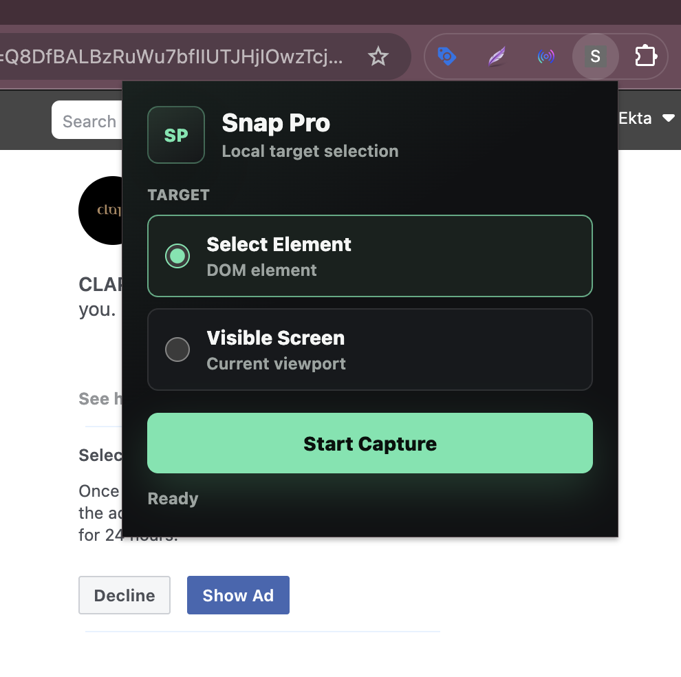 Extension popup